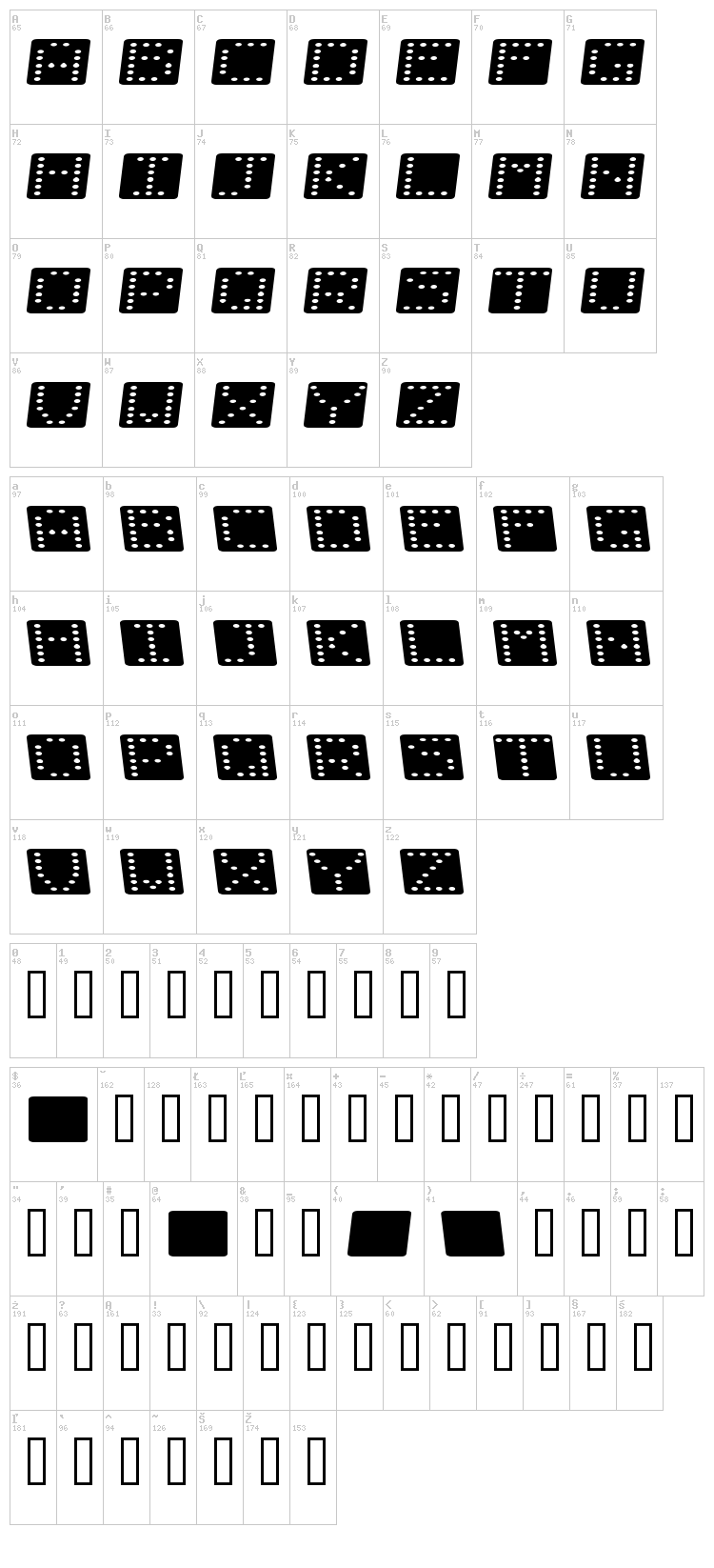 Domino font map
