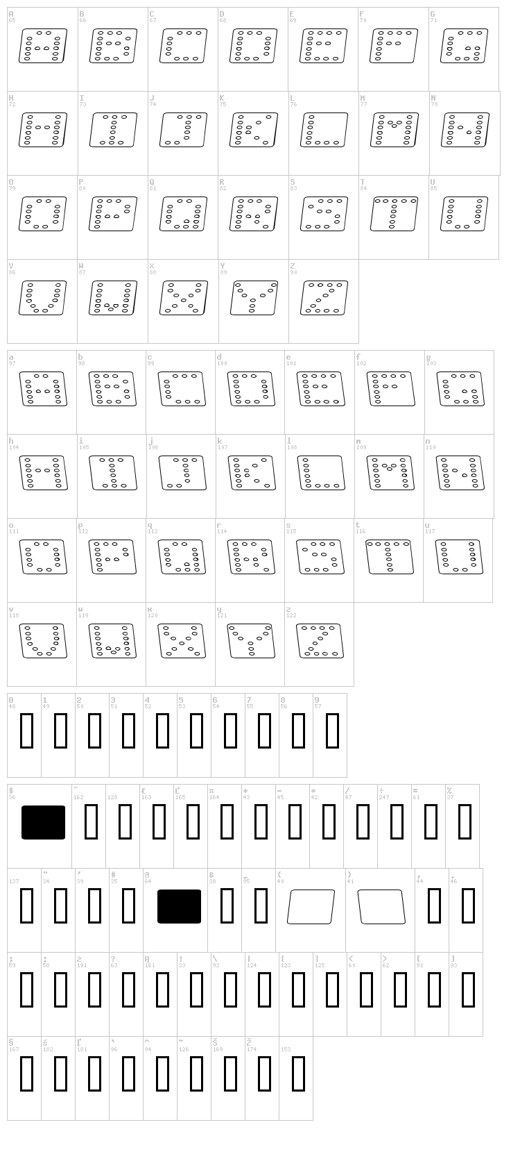 Domino font map