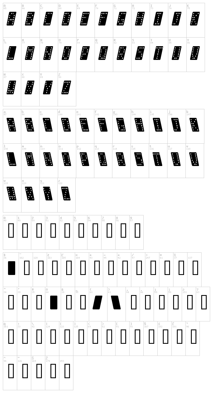 Domino font map
