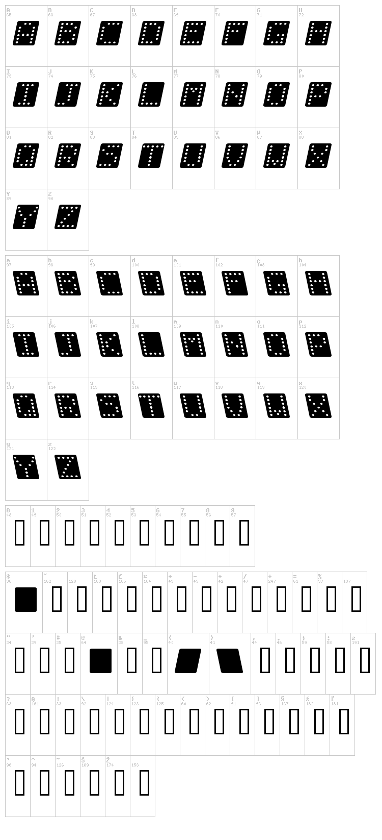 Domino font map