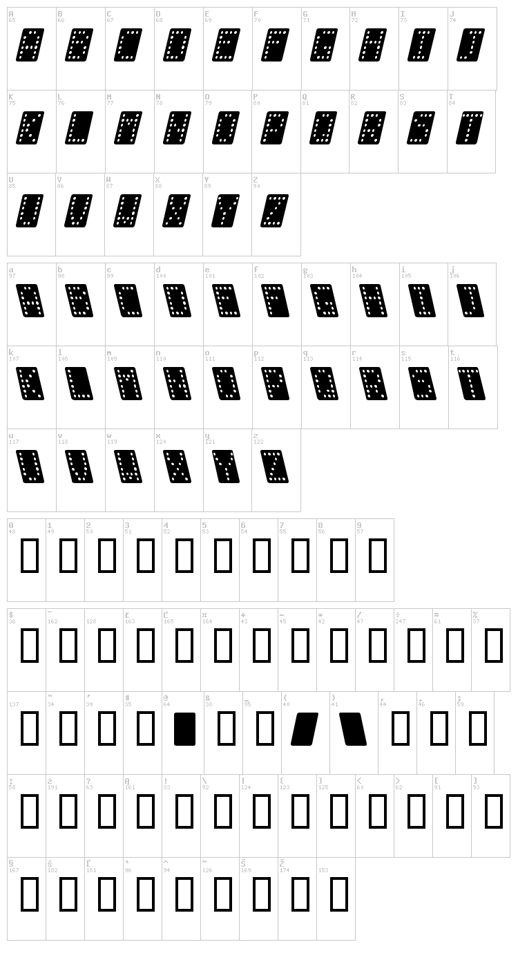 Domino font map