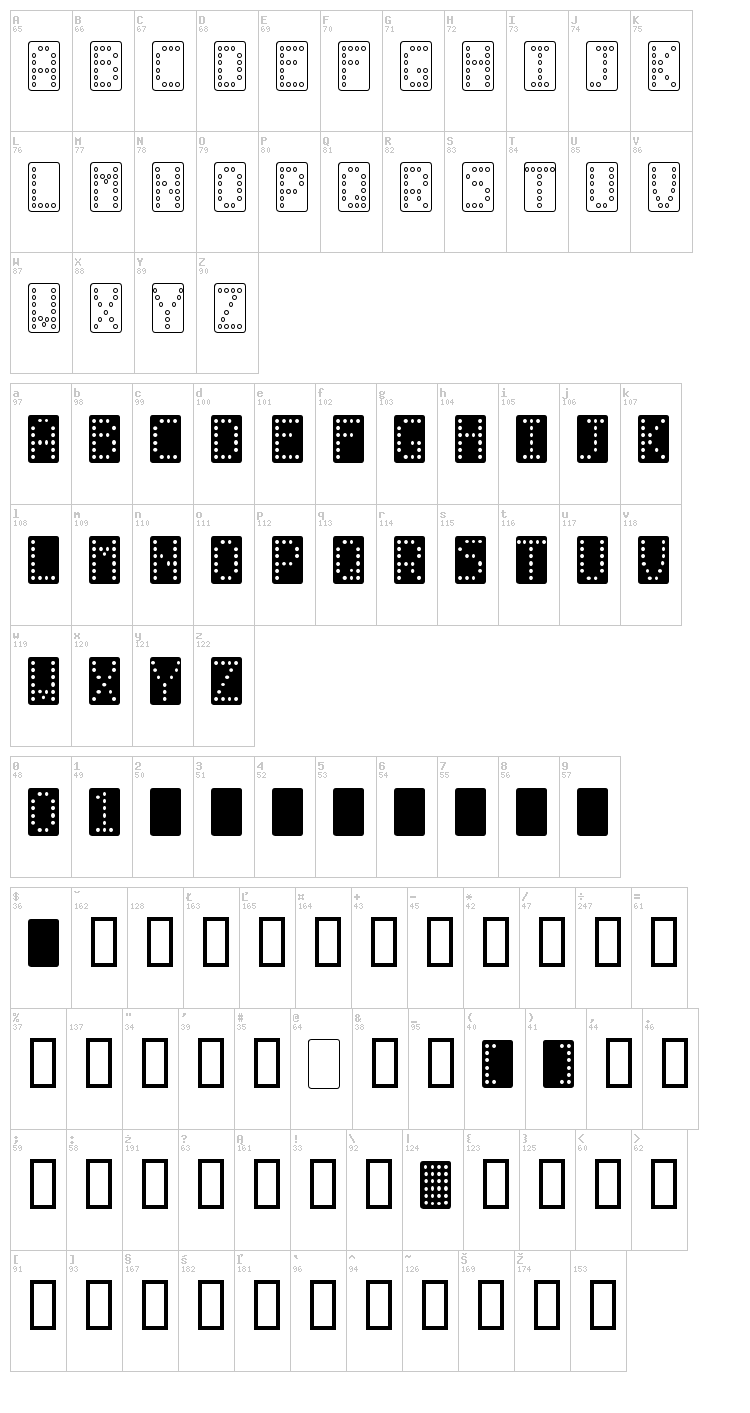 Domino font map