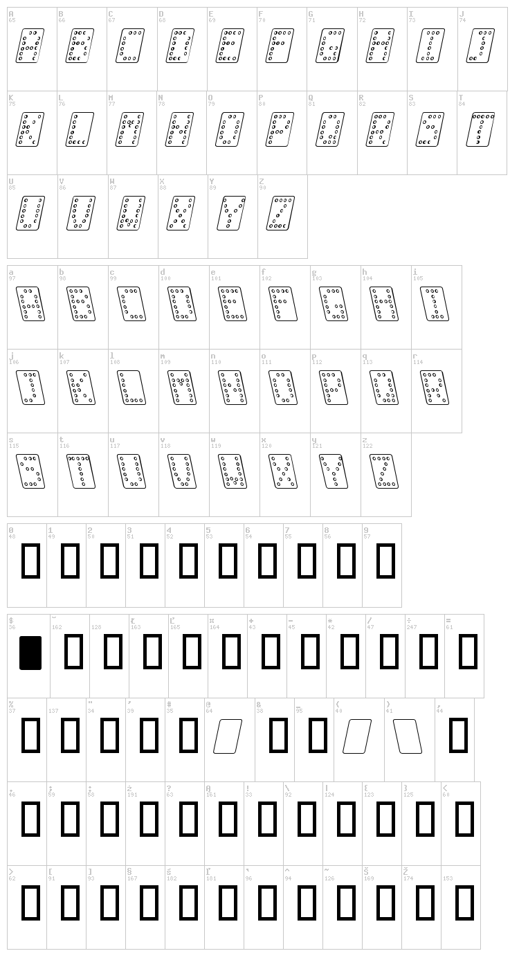 Domino font map