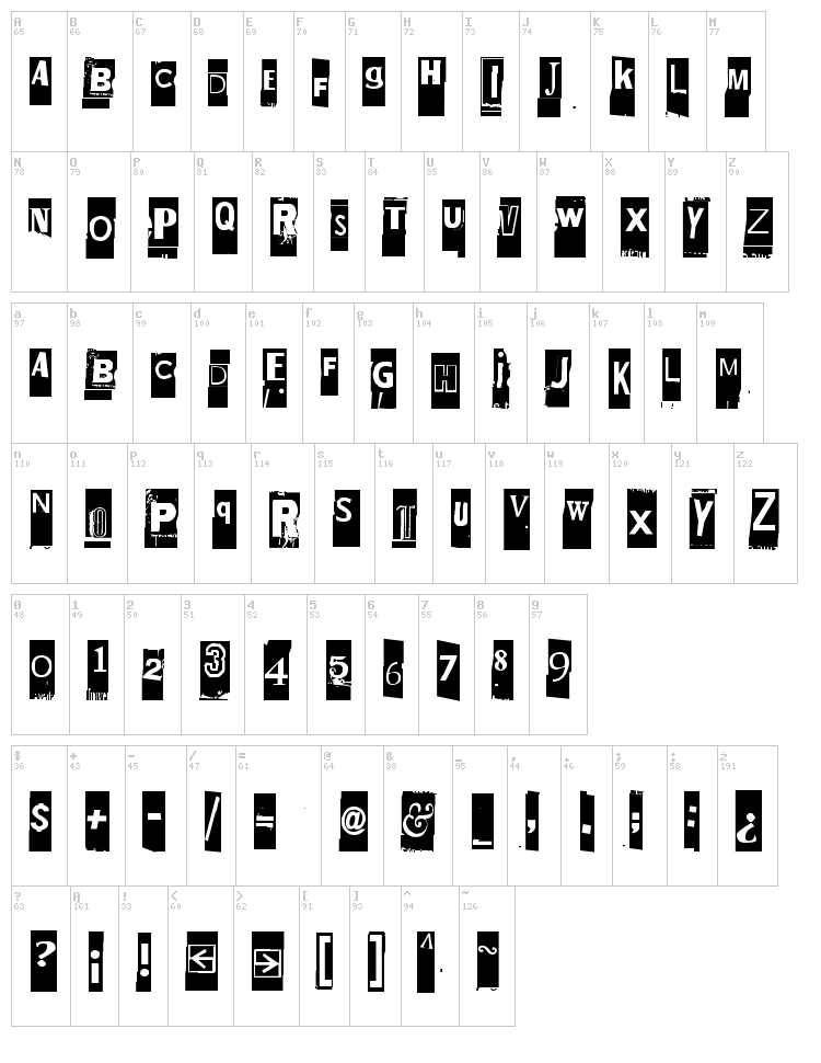 Ellet Niin font map