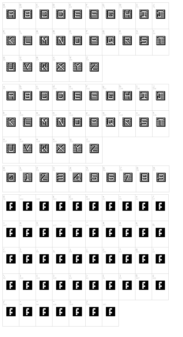 En Hollow Tiles font map