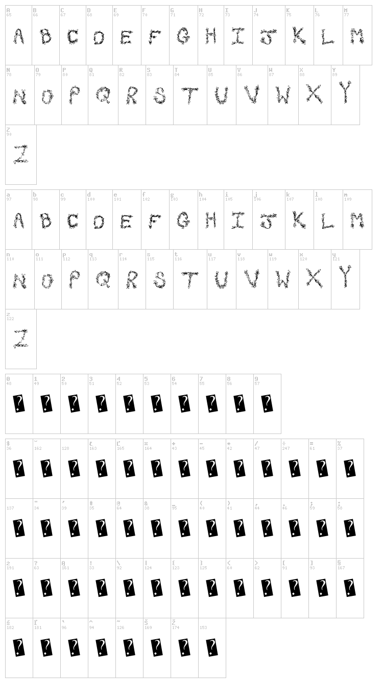Fall Greetings font map