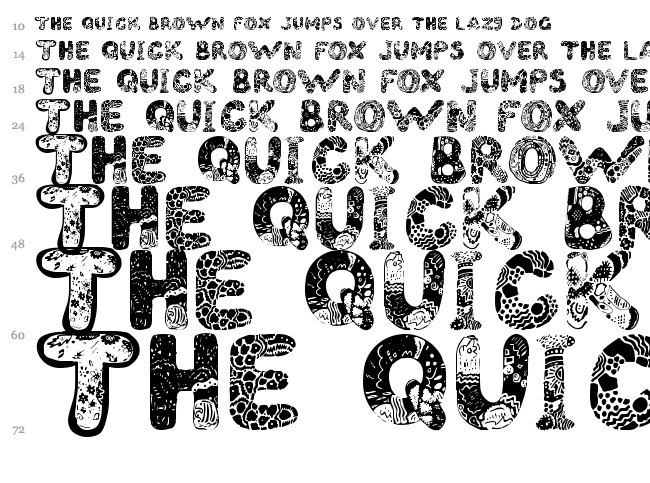 Filled ABC font waterfall