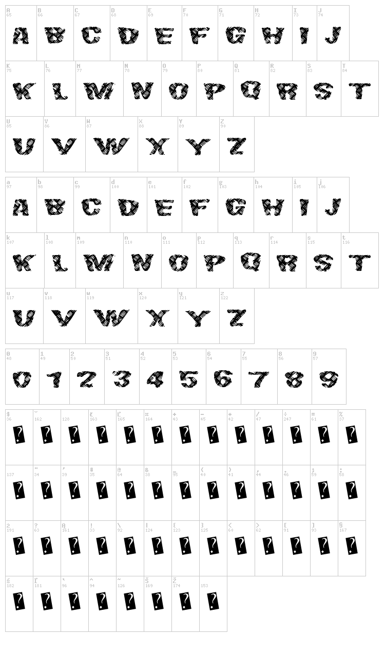 Final Slash font map