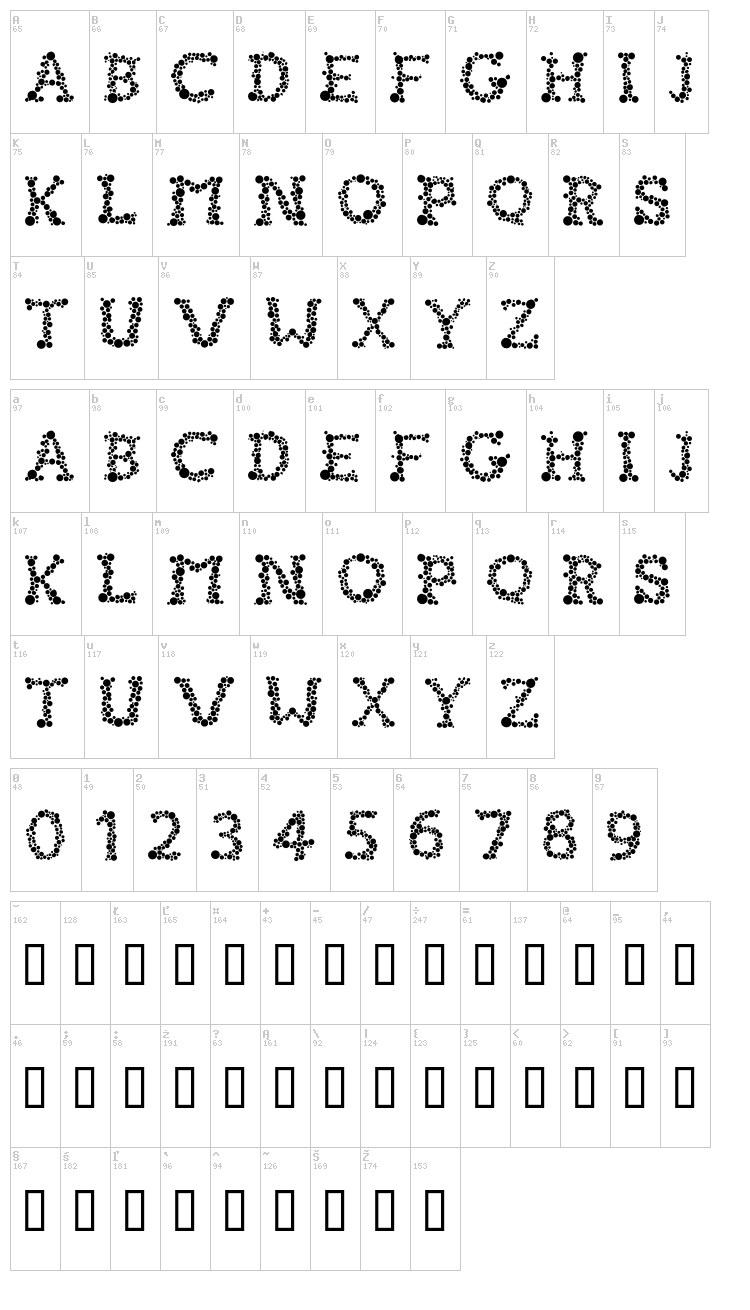 Fizzo font map