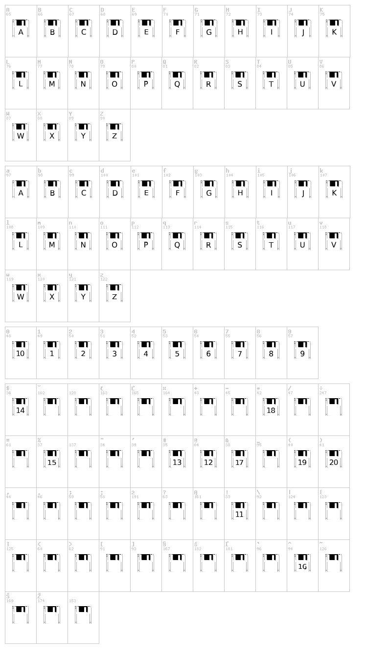 Floppy Disk font map