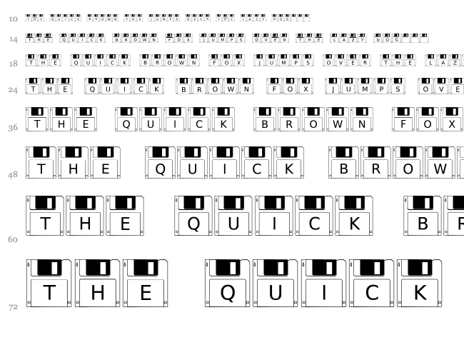Floppy Disk font waterfall