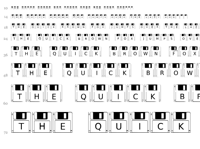 Floppy Disk font waterfall
