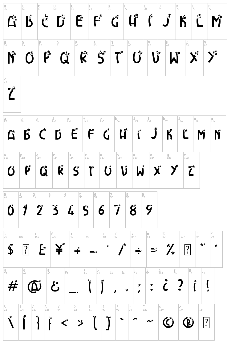 Flower Explosion font map