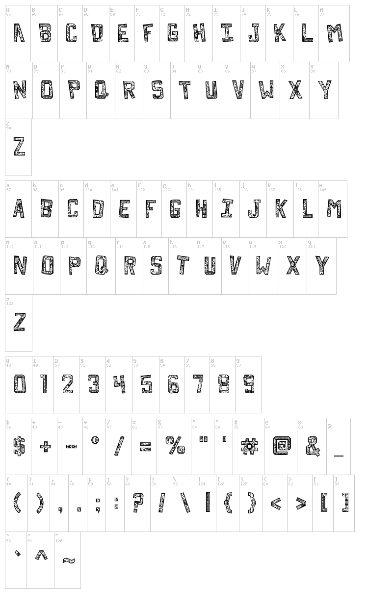 Forgotten Playbill font map