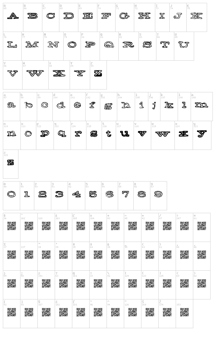 Freckle Jackson font map