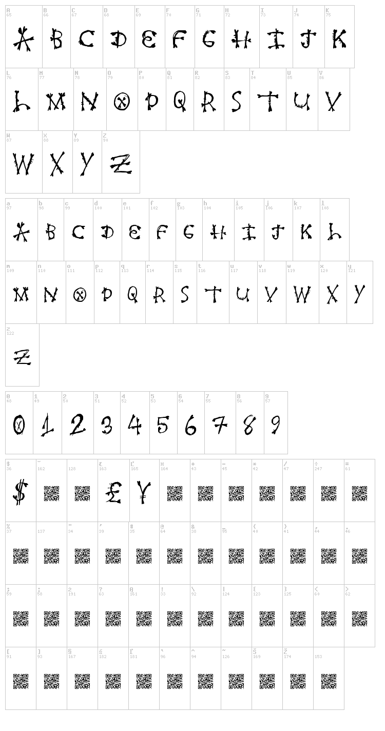 Fresh Bone font map