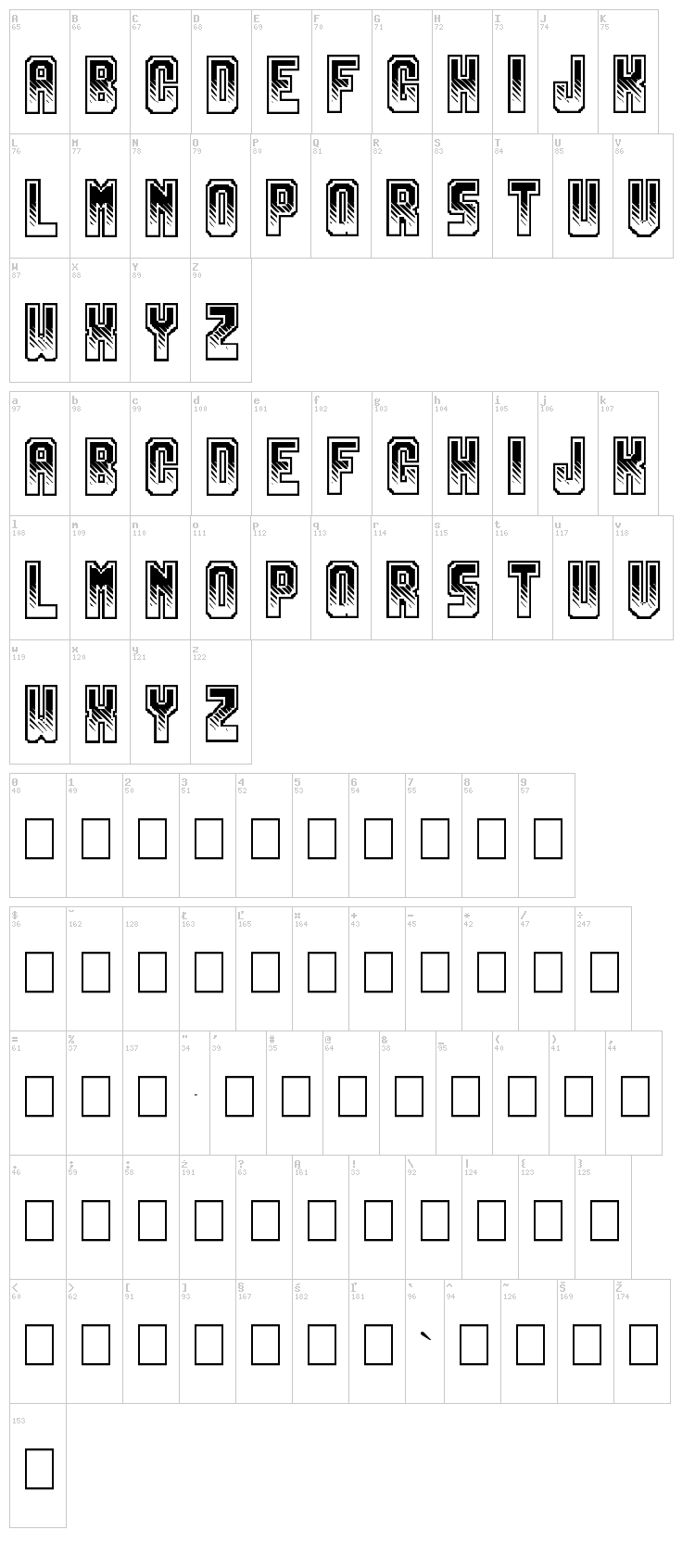 Gamix font map