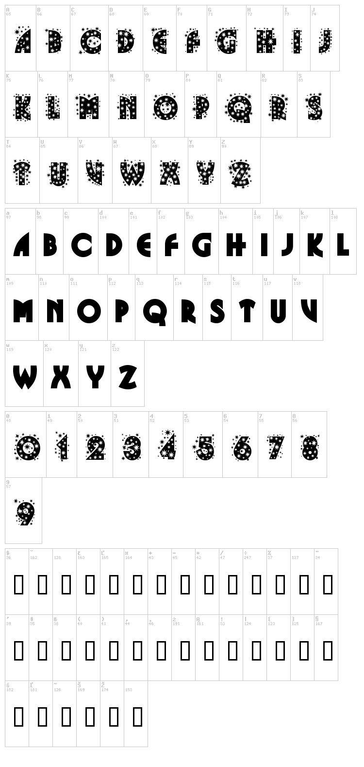 Glitter font map