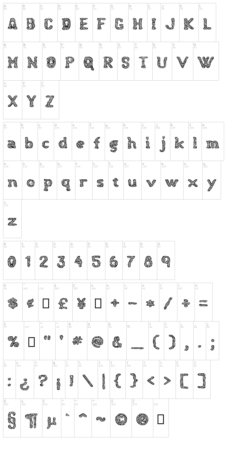 Haunting Spirits font map