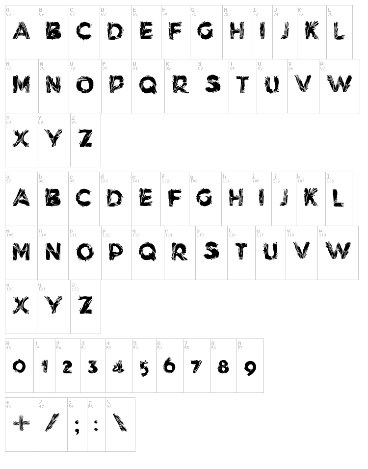 Hedge Flow font map
