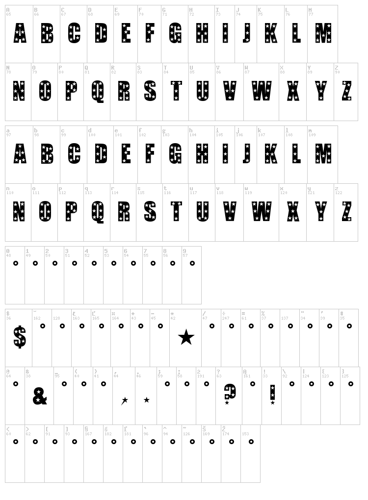 Hollywood font map