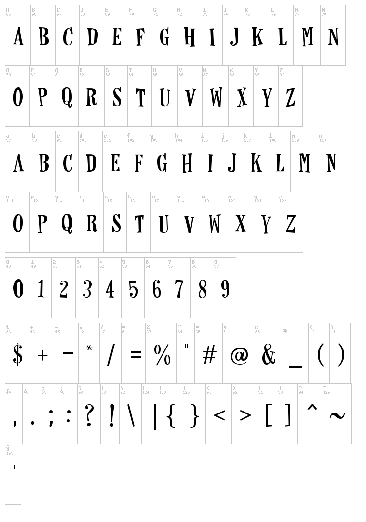 Horseshoes and Lemonade font map