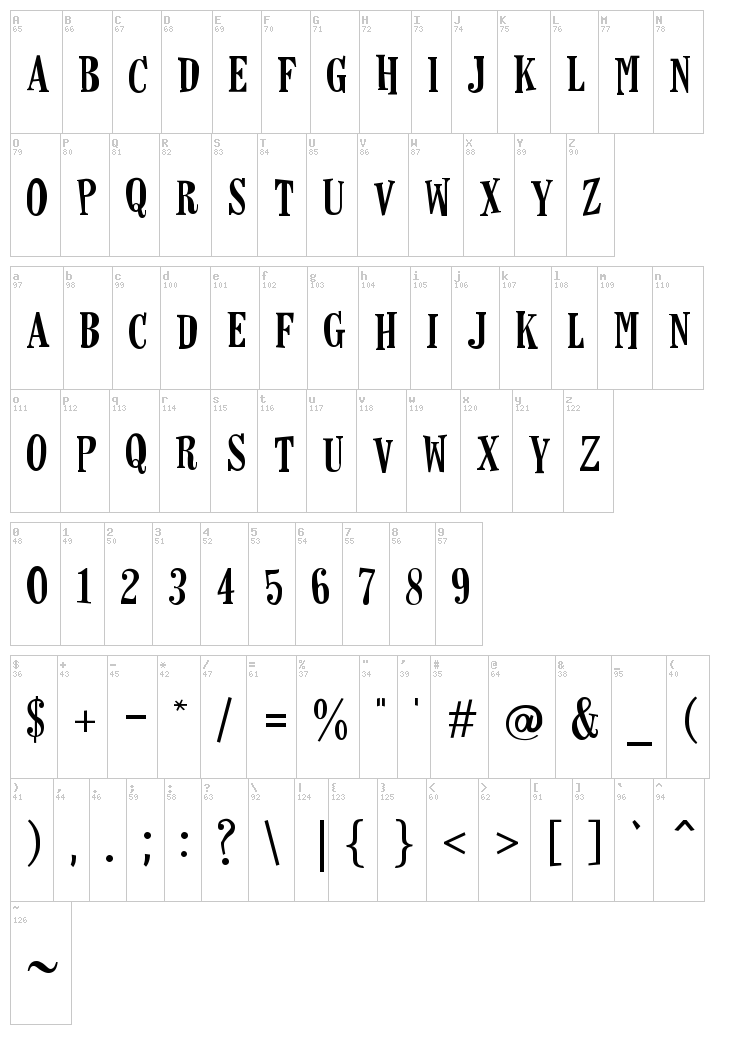 Horseshoes and Lemonade font map