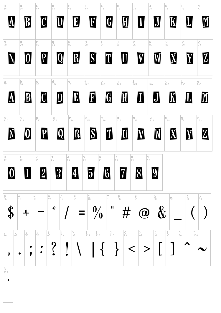 Horseshoes and Lemonade font map