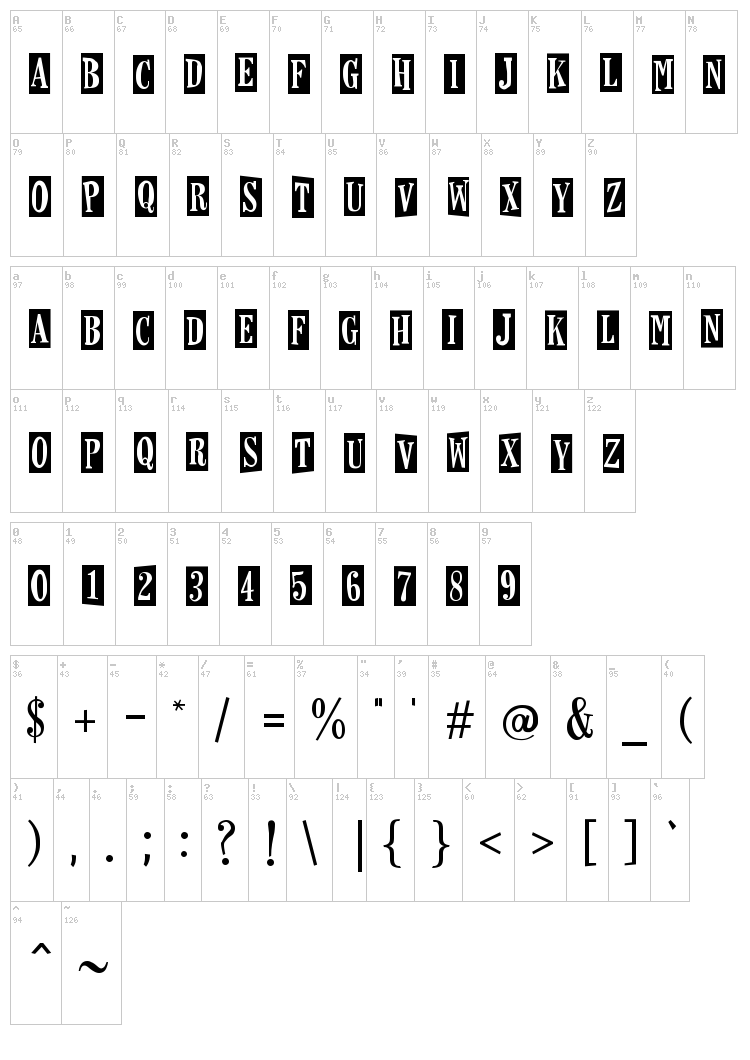 Horseshoes and Lemonade font map