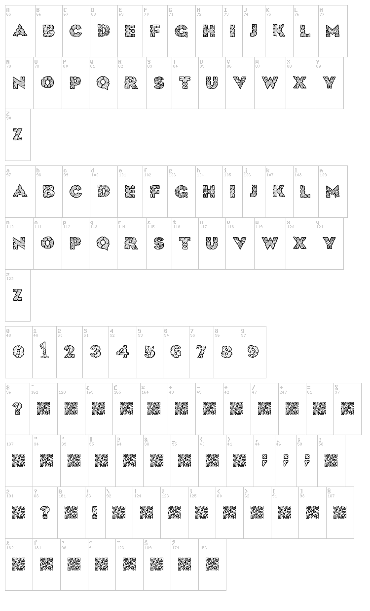 Huge Crunch font map