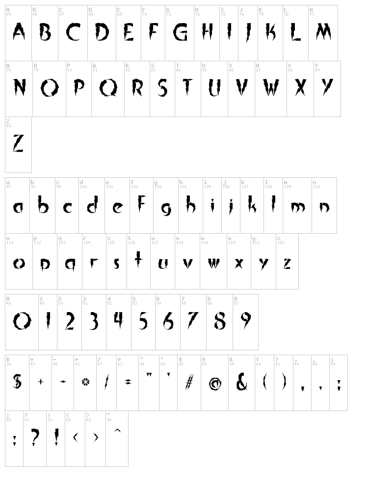 In A Flash font map