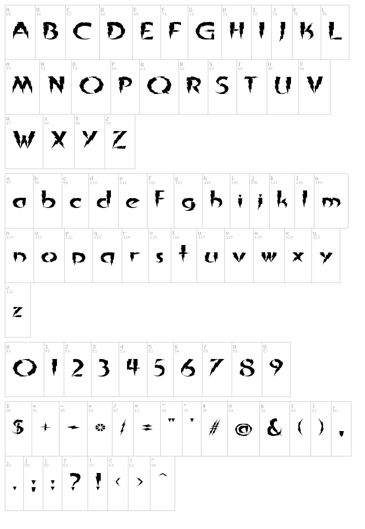 In A Flash font map
