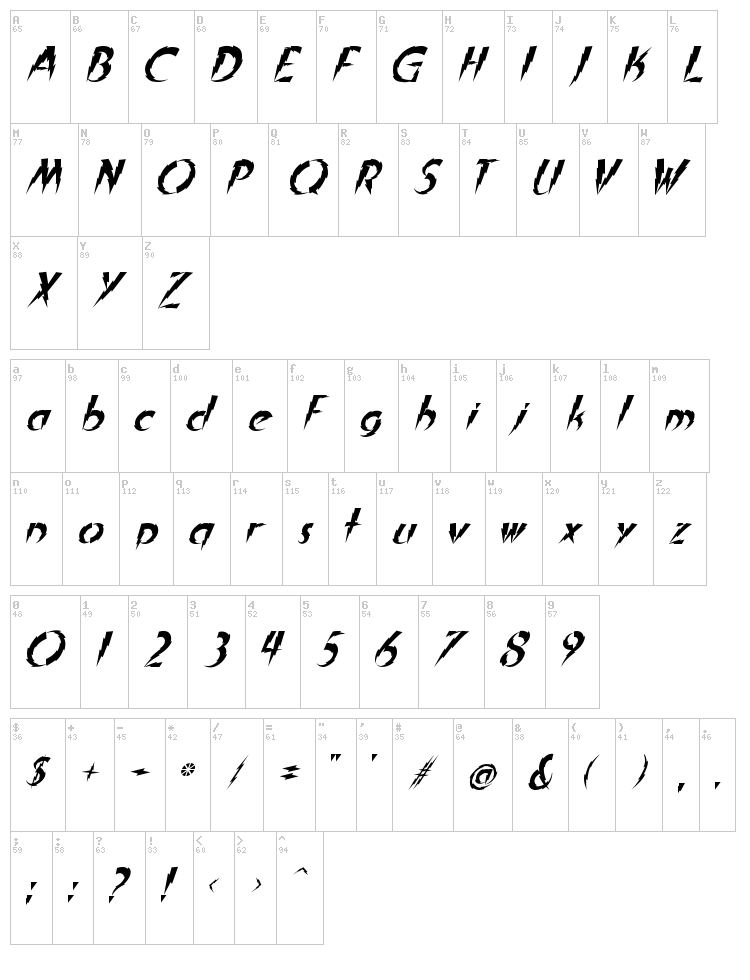 In A Flash font map