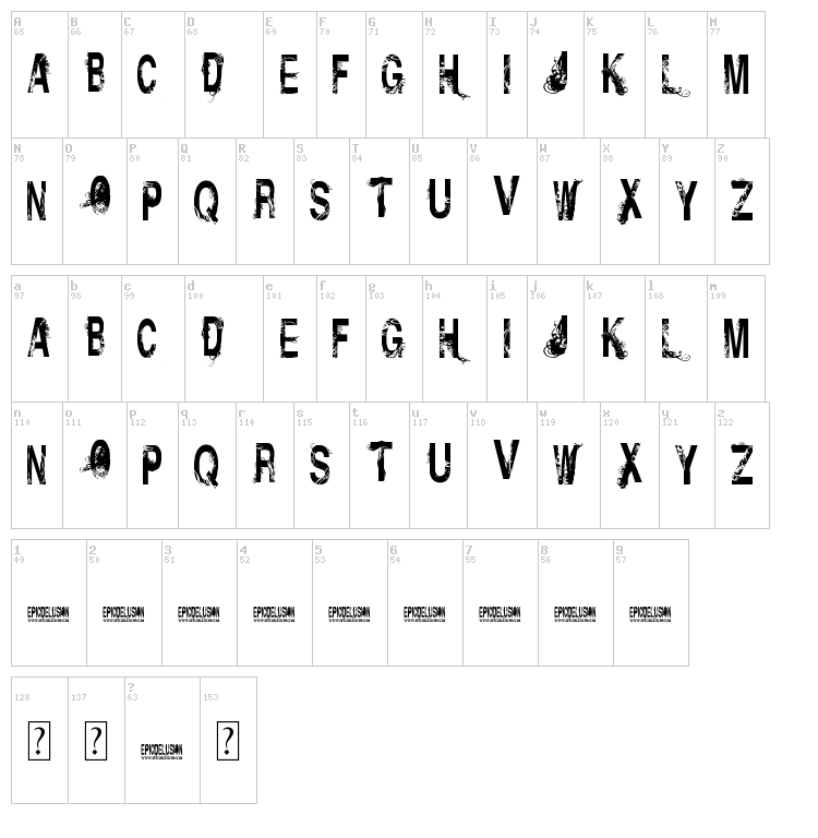 Insolent Bastards font map