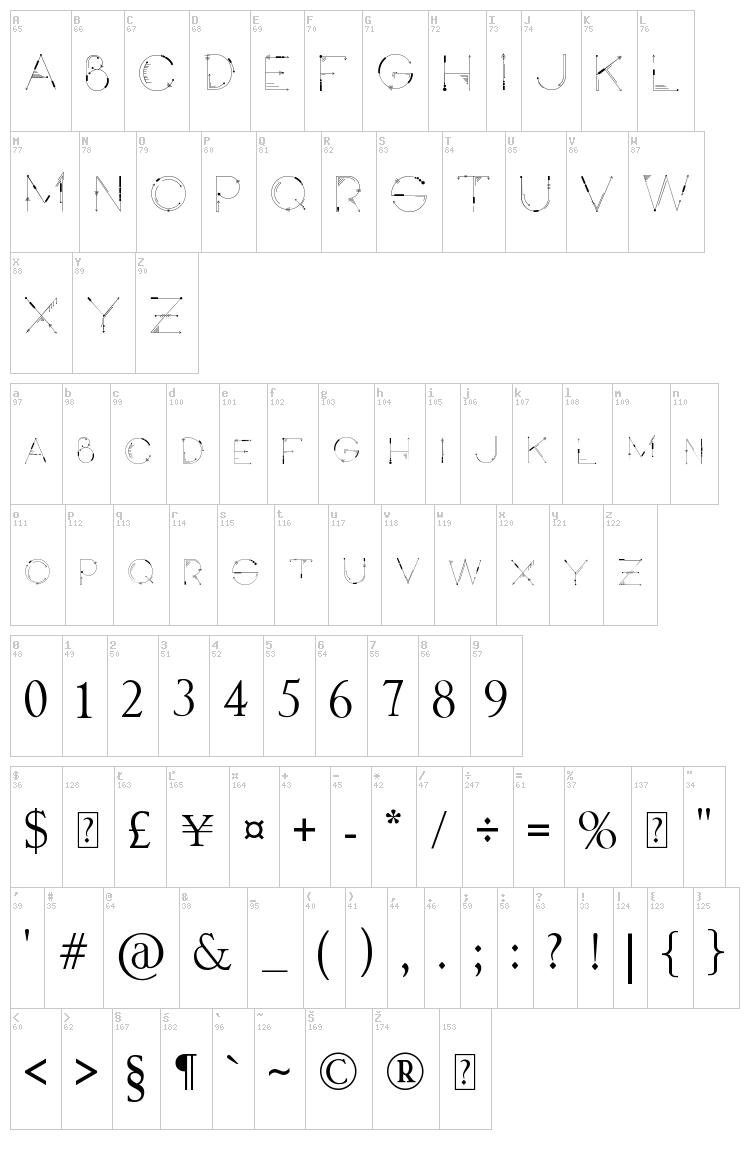 Inspira font map