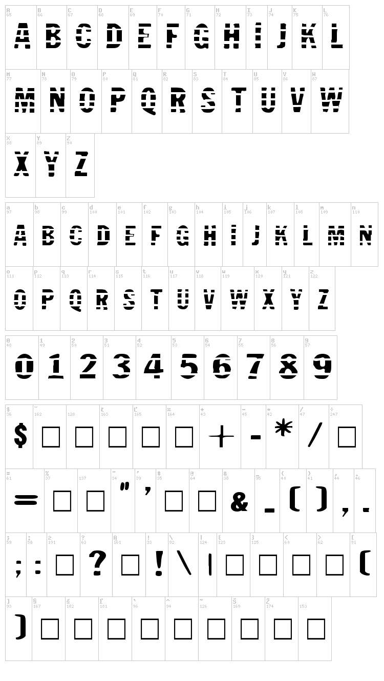 Jailbird font map