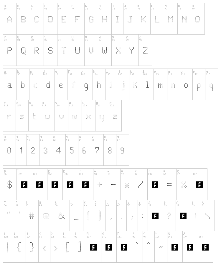 JD ArrowUp font map
