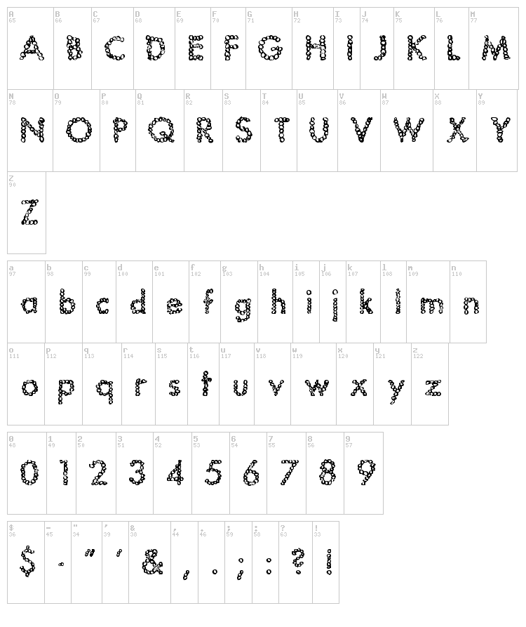 Jpt Bubbles font map