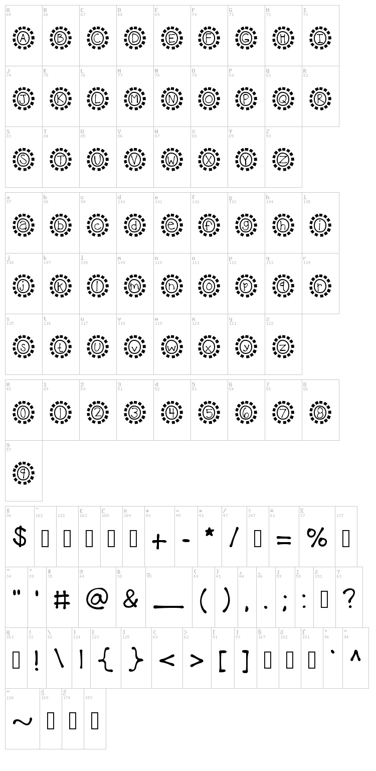 KB Mosaic font map