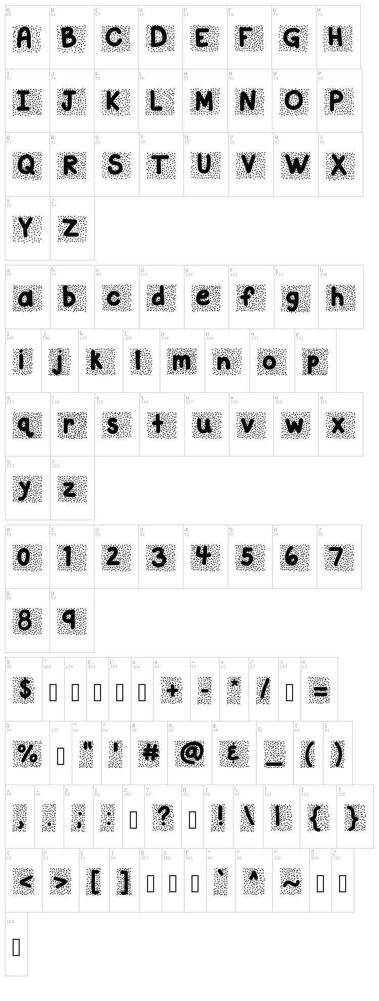 KB Snowballin font map