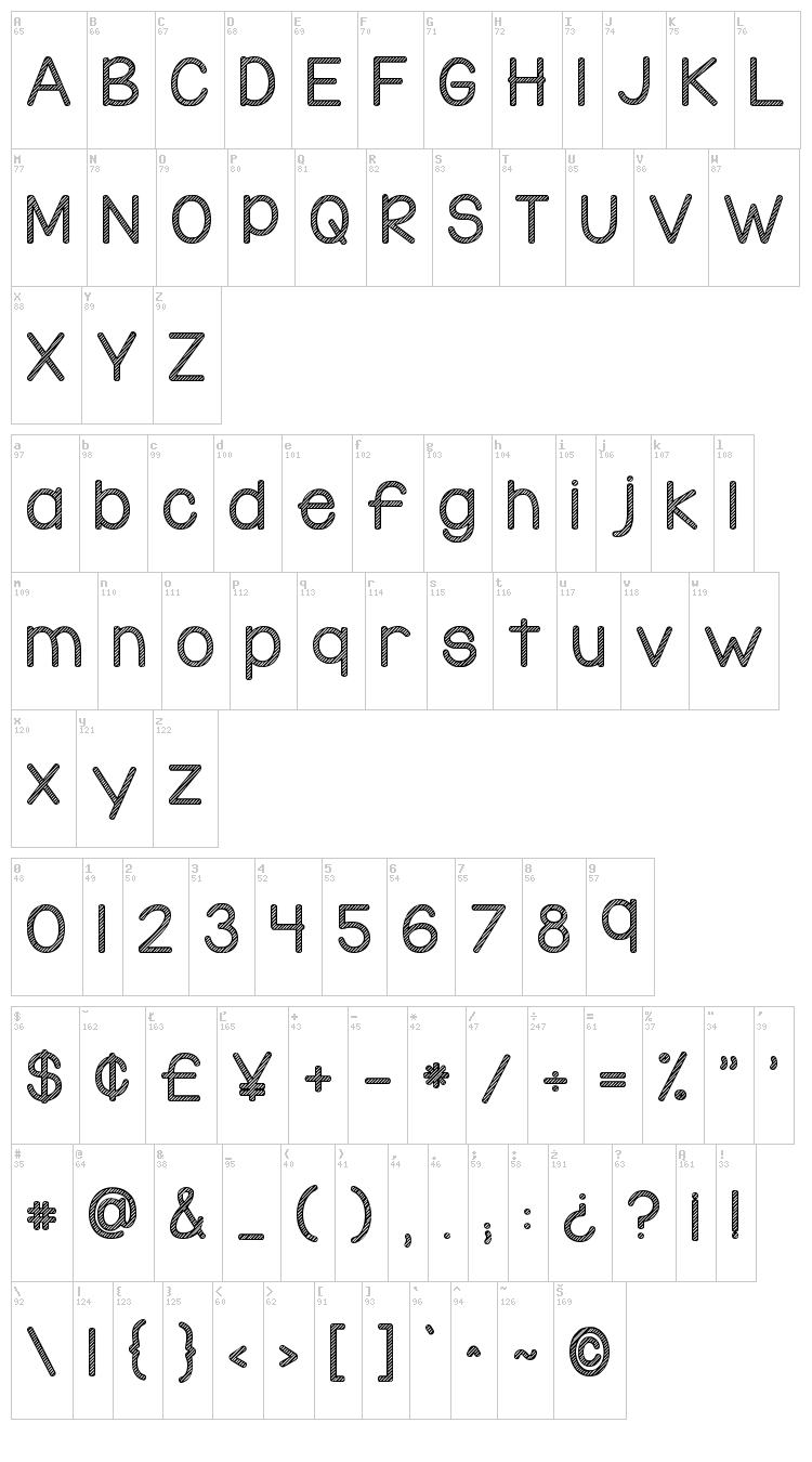 KG Candy Cane Stripe font map