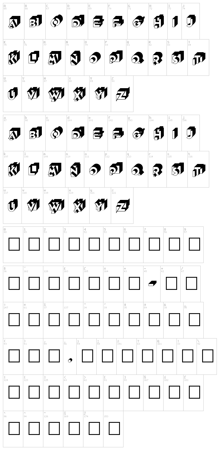 Knockout font map