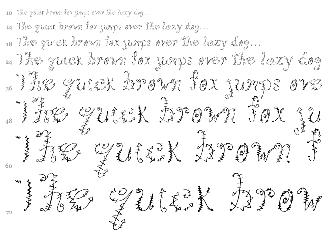 Kookie font waterfall