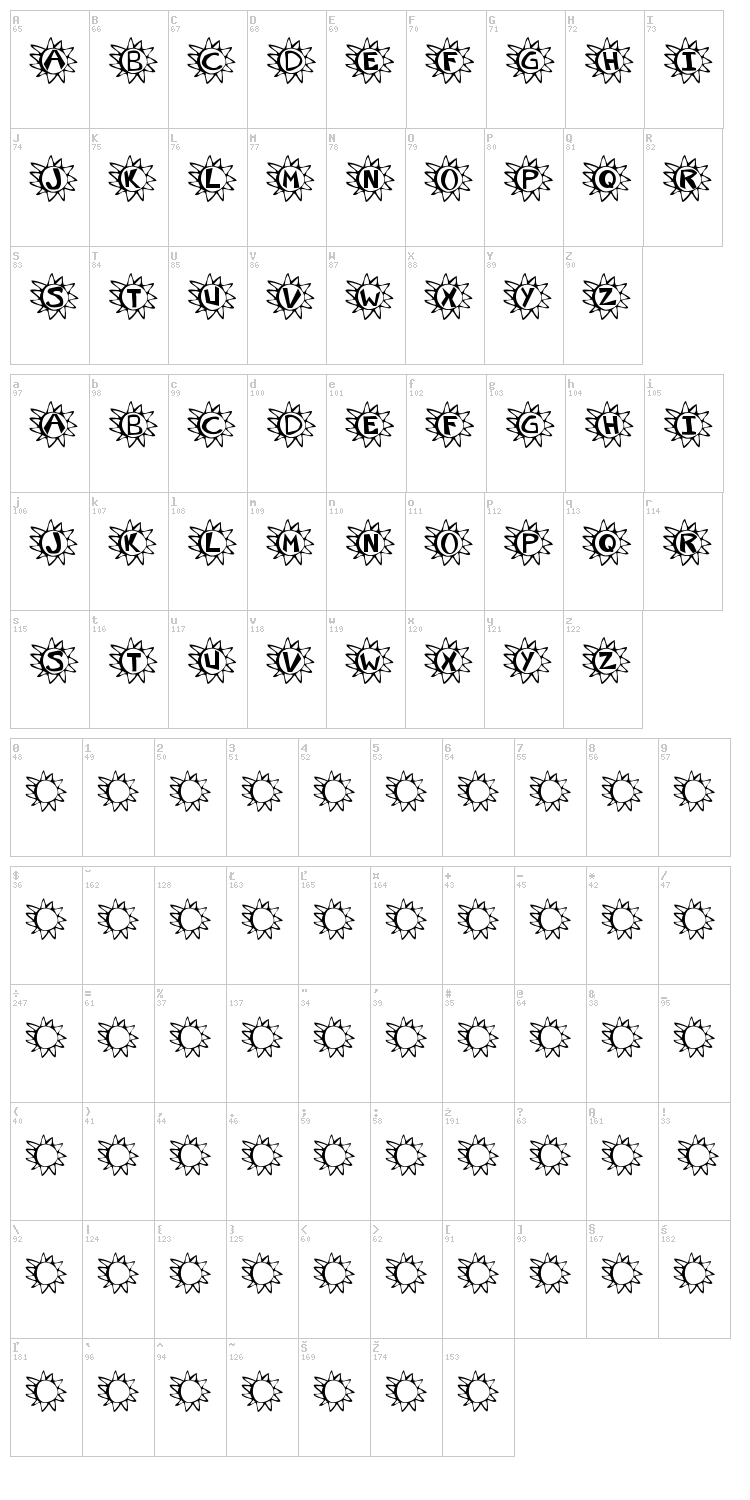 Krissun font map