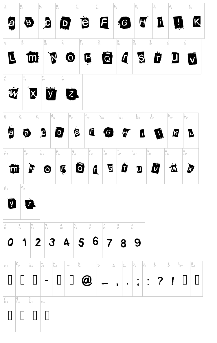 KrooKed font map