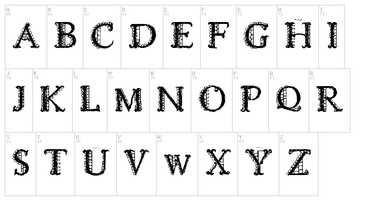 Lacetrim font map