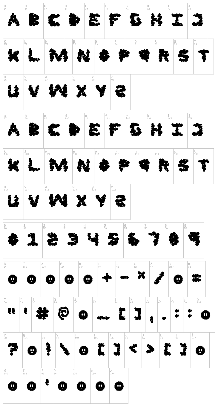 LF Jazzcloud font map