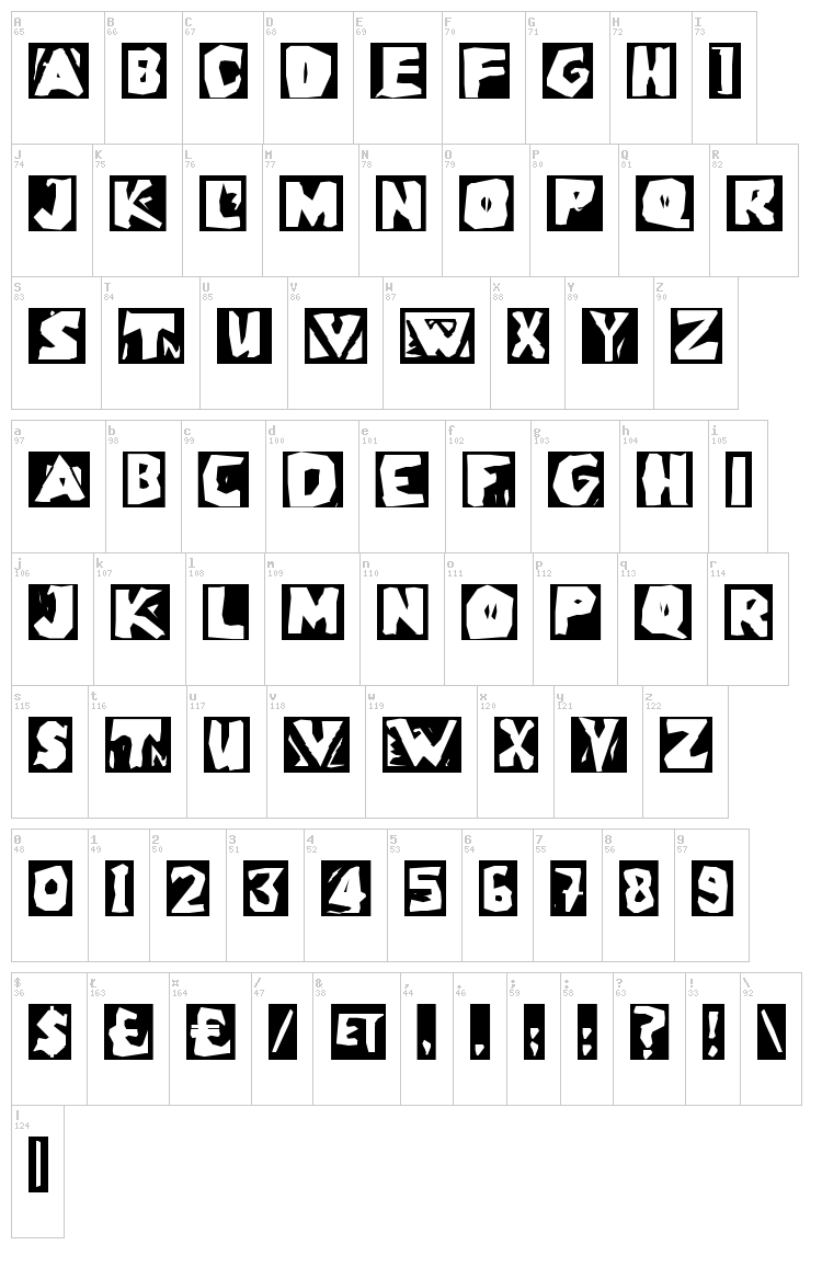 LinoLeumInvers font map
