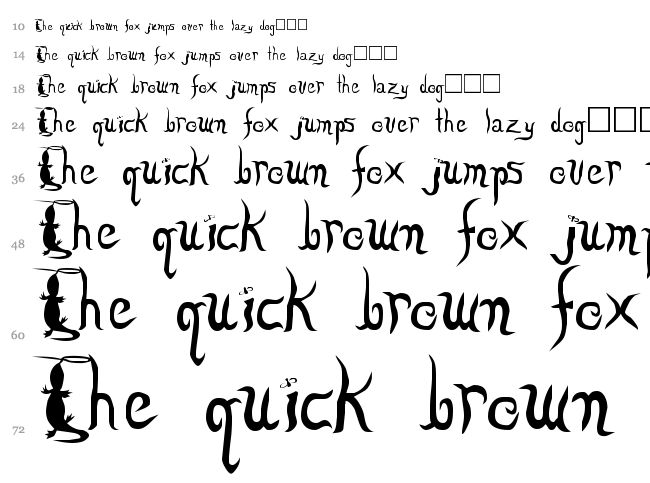 Lizzard font waterfall