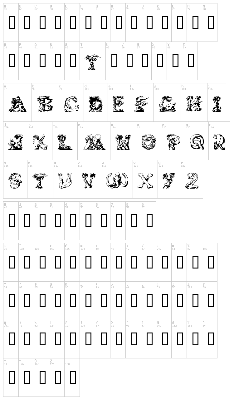 Lost World font map